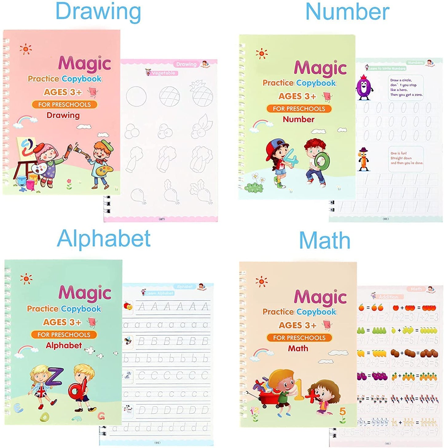 Sank Magic Practice Copybook (4 BOOKS,1 PEN,1 GRIP,10 REFILL)